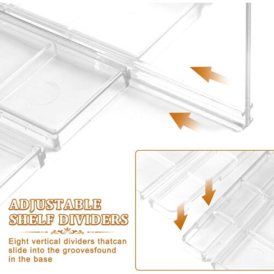 Tas Penyimpanan Akrilik Transparan 2-Bagian/Pengatur Dompet dengan Pembagi yang Dapat Disesuaikan, Cocok untuk Penyimpanan Lemari Pakaian dan Pengorganisasian Tas Genggam
